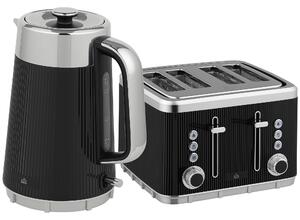 HOMCOM Electric Kettle and Toaster Set, 3000W 1.7L UK Strix Thermostat Rapid Boil Jug Kettle with Limescale Filter, Cool Touch Body, 4 Slice Toaster with 7 Browning Controls, Crumb Tray, Black