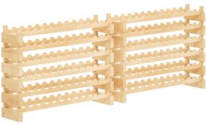 HOMCOM Six-Tier, 72 Bottle Wooden Wine Rack Set of 2 - Natural