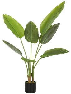 HOMCOM 109cm Artificial Bird of Paradise Plant, Faux Banana Leaf Tree with PEVA Leaves and Flocking, Decorative Palm Tree in Pot for Home Office Decor, Green