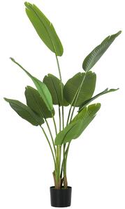 HOMCOM 160cm Tall Artificial Bird of Paradise Plant, Faux Banana Leaf Tree with PEVA Leaves and Flocking, Decorative Palm Tree in Pot for Home Office Decor, Green