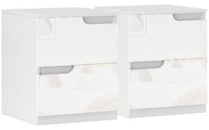 HOMCOM High Gloss Bedside Table Set of 2 - White