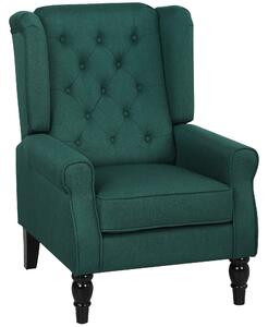 HOMCOM Wingback Accent Chair, Retro Upholstered Button Tufted Occasional Chair for Living Room and Bedroomr, Cat Scratch Anti, Dark Green Aosom UK