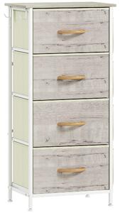 HOMCOM Chest of Four Fabric Drawers - Natural Wood Finish
