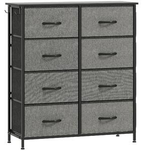 HOMCOM Chest of Eight Fabric Drawers - Charcoal Grey