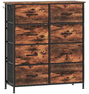 HOMCOM Chest of Eight Fabric Drawers - Rustic Brown