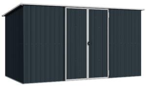 Outsunny 11 x 5.6ft Galvanised Steel Garden Shed, Metal Shed, Garden Storage Shed with Lockable Doors and Gloves for Outdoor Patio, Garden, Grey