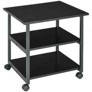 HOMCOM Printerhouder voor opslag, 3 niveaus, beweegbare planken op wielen, 50 x 50 x 52,5 cm