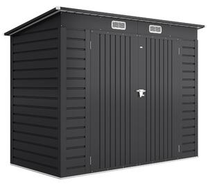 Outsunny 8 x 4FT Galvanised Garden Storage Shed, Metal Outdoor Shed with Double Doors and 2 Vents, Grey