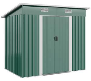 Outsunny 6x4 Tin Shed with Sliding door and Air vents, Tool Storage Box for Backyard, Patio and Lawn, Green Aosom UK