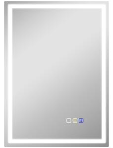 HOMCOM 50 x 70 cm LED Bathroom Mirror with Anti-Fog and Bluetooth, Touch Control, Silver Aosom UK
