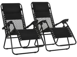 Outsunny Zero Gravity Relaxation: Foldable Outdoor Chair Set with Footrest & Removable Headrest, Ebony Black
