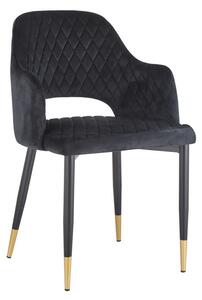 Armchair Romimex Black Grey Velvet Metal MDF Wood 60 x 85 x 58 cm