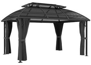 Outsunny 4 x 3m Aluminium Frame Hard Gazebo, with Accessories - Black