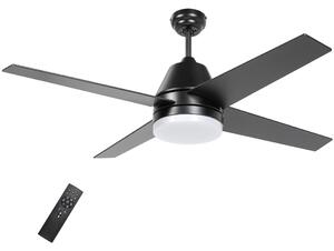 HOMCOM Ceiling Fan with LED Light, Flush Mount Ceiling Fan Lights with Reversible Blades, Remote, Black and Walnut Brown