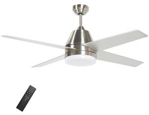 HOMCOM Ceiling Fan with LED Light, Flush Mount Ceiling Fan Lights with Reversible Blades, Remote, Silver and Black