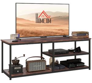 HOMCOM Industrial Style TV Stand, Living Room TV Cabinet with 2 Shelves, Storage, Metal Frame