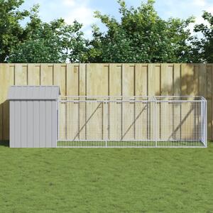 Dog House with Roof Light Grey 117x405x123 cm Galvanised Steel