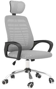 Vinsetto Office Chair, Ergonomic, Mesh Desk Chair with Rotatable Headrest, Lumbar Back Support, Armrest, Grey
