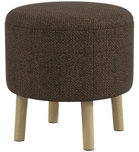 HOMCOM Round Ottoman Stool with Storage, Linen Fabric Upholstered Foot Stool with Padded Seat, Hidden Space and Wood Legs