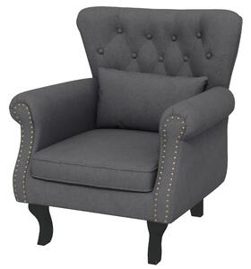 HOMCOM Chesterfield-style Accent Chair, Tufted Wingback Armchair with Pillow, Naihead Trim for Living Room, Bedroom, Dark Grey