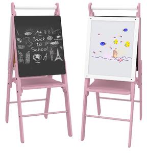 AIYAPLAY Art Easel for Kids with Paper Roll, Height Adjustable Double-Sided Whiteboard Chalkboard, 3 in 1 Easel, for Ages 3-6 Years