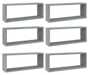 Wall Cube Shelves 6 pcs Grey Sonoma 60x15x23 cm Engineered Wood