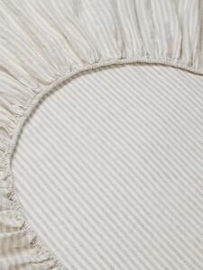 Oatmeal Stripe 100% Linen Fitted Sheet | King | Piglet in Bed