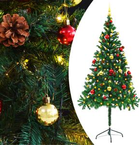 Faux Christmas Tree Decorated with Baubles and LEDs 180cm Green