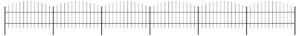 Garden Fence with Spear Top Steel (0.75-1)x10.2 m Black