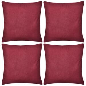 4 Burgundy Cushion Covers Cotton 40 x 40 cm