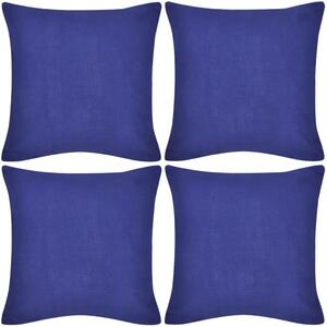 4 Blue Cushion Covers Cotton 40 x 40 cm