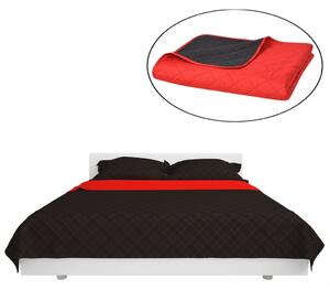 Double-sided Quilted Bedspread Red and Black 230x260 cm