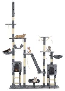 Cat Tree with Sisal Scratching Posts 230-250 cm Paw Prints Grey