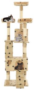 Cat Tree with Sisal Scratching Posts 170 cm Paw Prints Beige