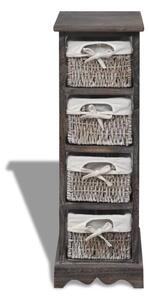 Wooden Storage Rack 4 Weaving Baskets Brown