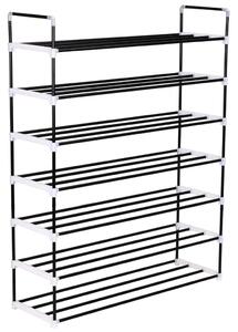 Shoe Rack with 7 Shelves Metal and Plastic Black