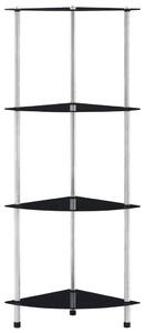 4-Tier Shelf Black 30x30x100 cm Tempered Glass