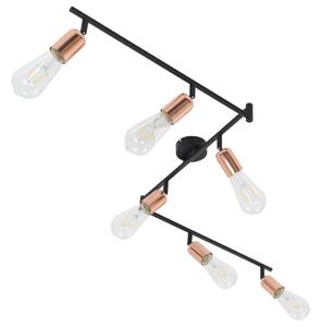 6-way Spot Light with Filament Bulbs 2 W Black and Copper 30 cm E27