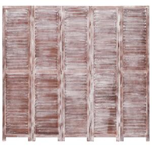 5-Panel Room Divider Brown 175x165 cm Wood