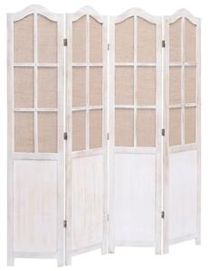 4-Panel Room Divider White 140x165 cm Fabric