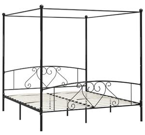Canopy Bed Frame Black Metal 200x200 cm