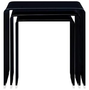 Nesting Coffee Tables 3 pcs Black Marble Effect 42x42x41.5 cm Tempered Glass