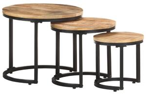 Side Tables 3 pcs Rough Mango Wood