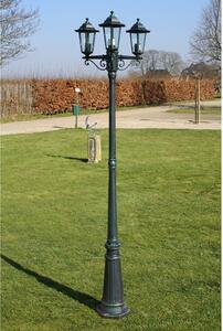 Garden Light Post 3-arms 215 cm Dark Green/Black Aluminium