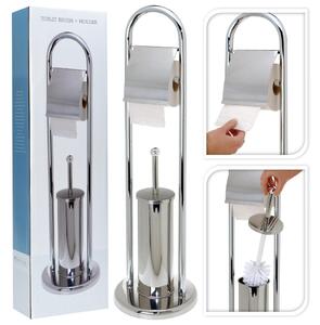 Bathroom Solutions Toilet Paper/Brush Holder Stainless Steel Silver