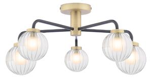 Dar Lighting Gibbs 5 Light Semi Flush Ceiling Light In Antique Brass Finish With Glass