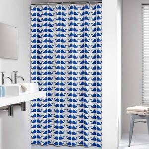 Sealskin Shower Curtain Whale Blue and White