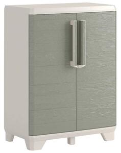 Keter Garden Low Storage Cabinet Wood Grain Cream and Taupe 97 cm