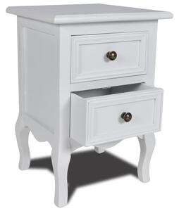 Nightstand with 2 Drawers MDF White