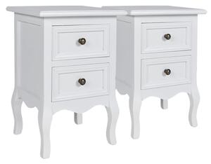 Nightstands 2 pcs with 2 Drawers MDF White